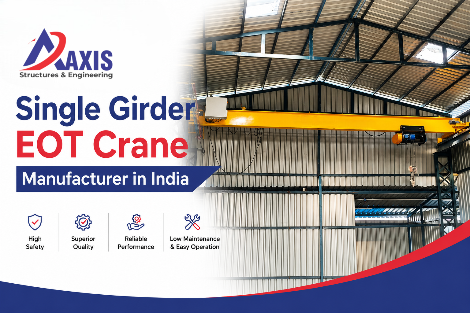 EOT Crane Single Girder manufacturer in India providing efficient factory and warehouse material handling solutions