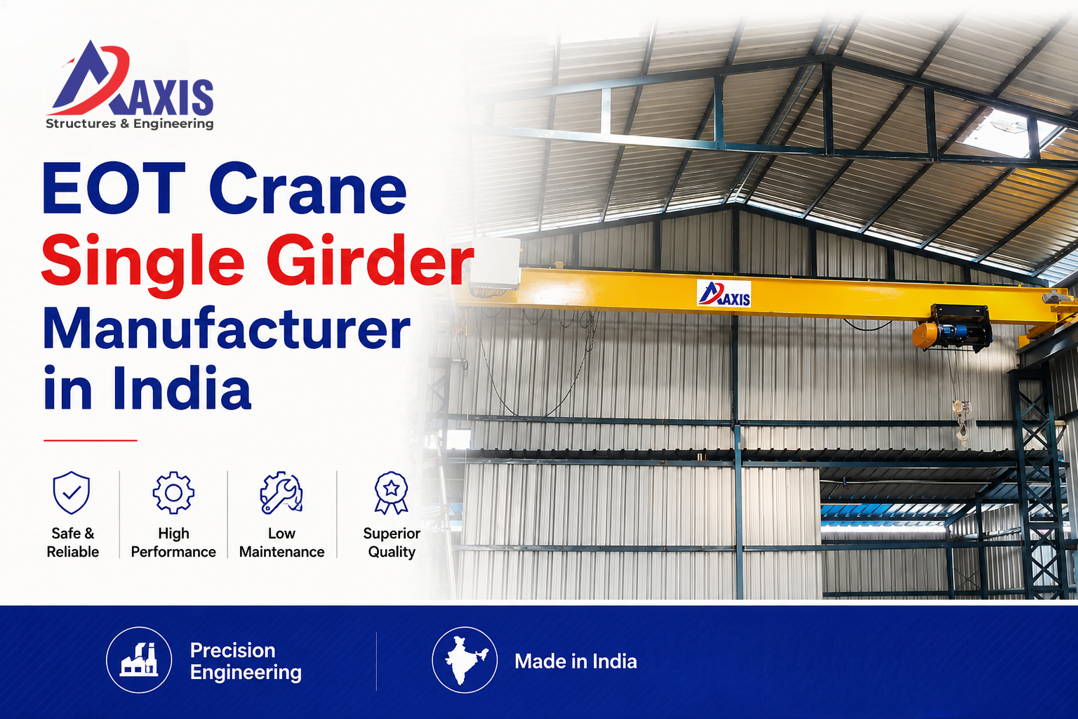 EOT Crane Single Girder manufacturer in India providing efficient factory and warehouse overhead lifting solutions