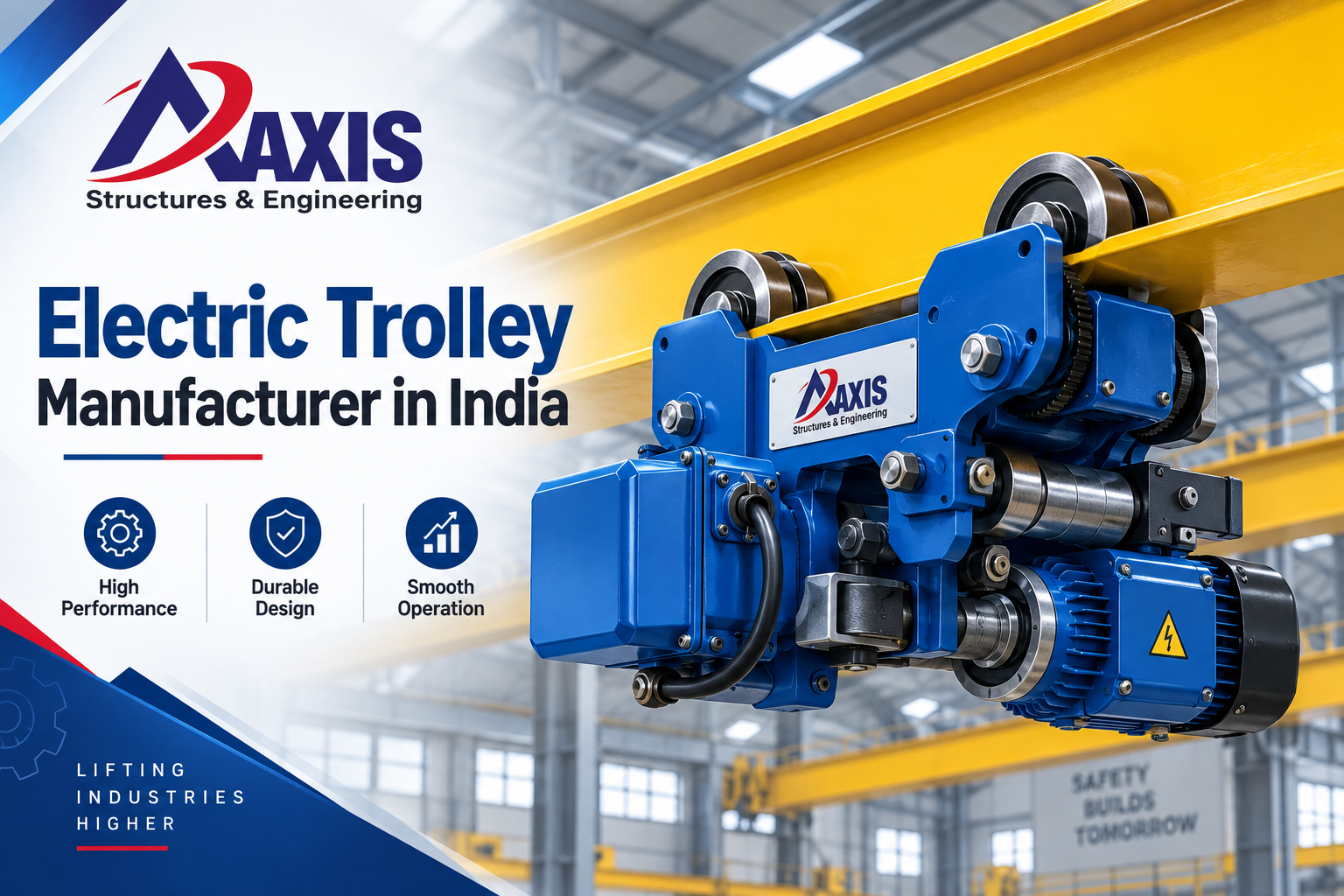 Electric Trolley Manufacturer in India – Axis Cranes Reliable Heavy-Duty Cable Management Solutions