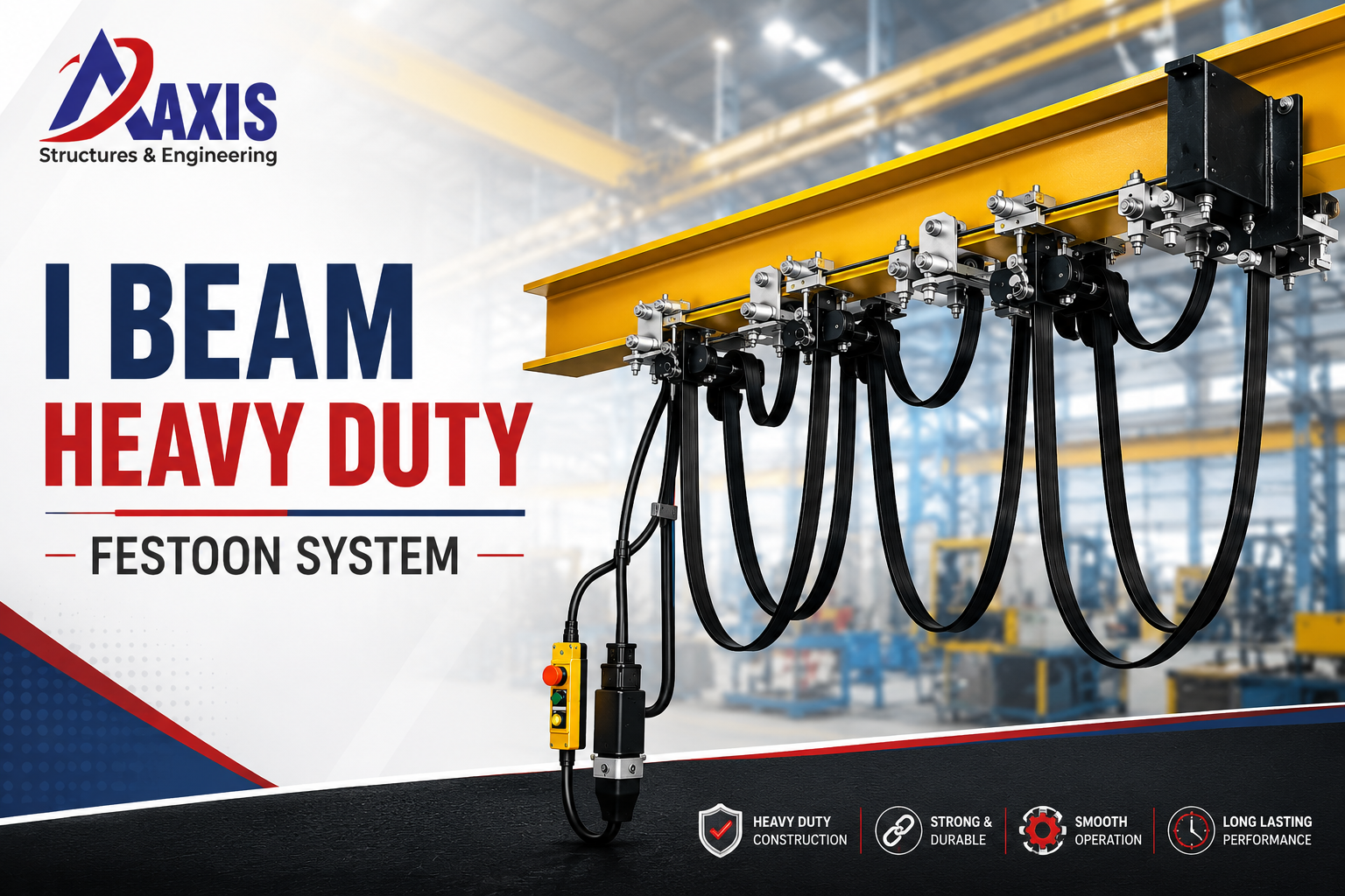 I Beam Heavy Duty Festoon System Manufacturer in India providing reliable heavy-duty cable management solutions