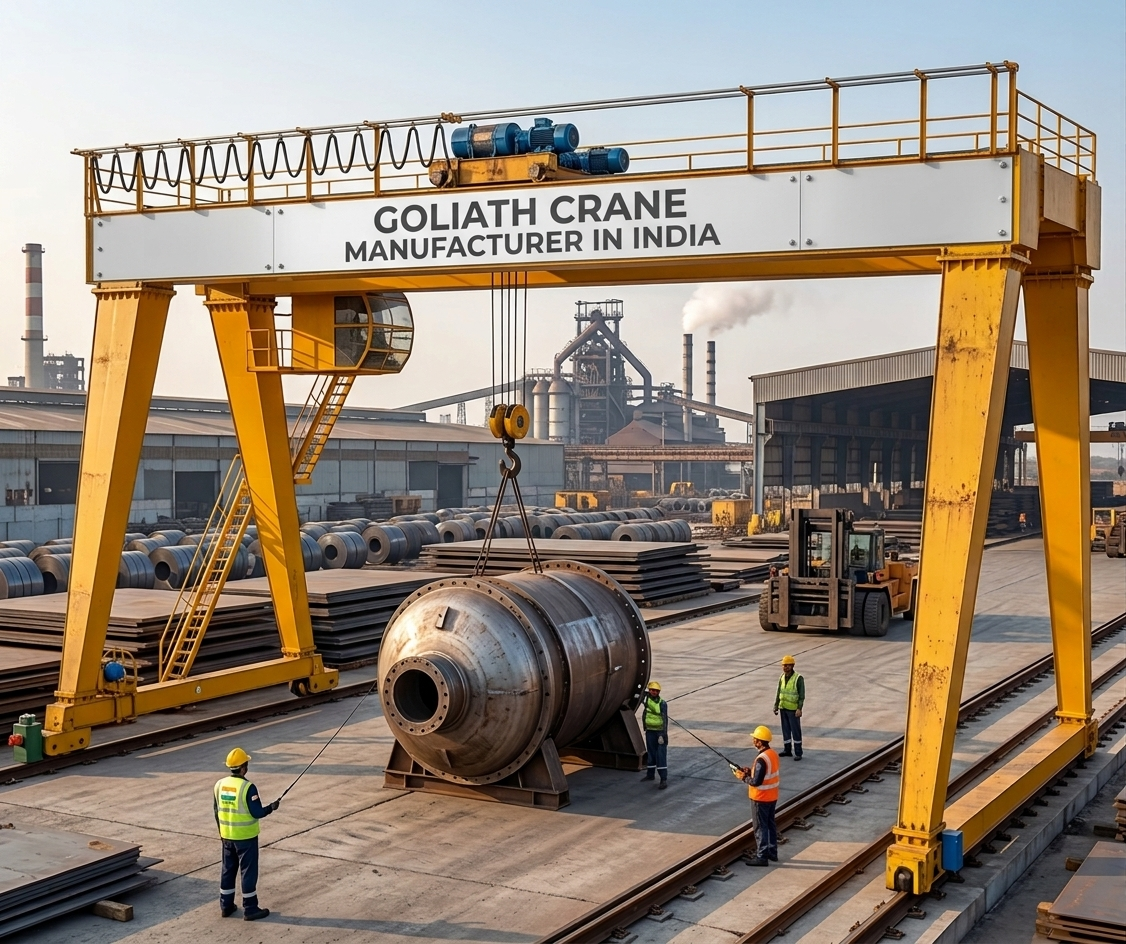 Goliath crane manufacturer in India providing heavy-duty gantry cranes for industrial applications